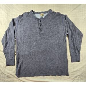 Vintage LL Bean Henley Shirt Mens Two Layer River Drivers Wool Blend Blue L